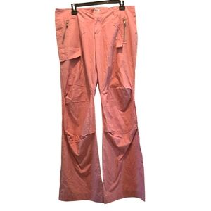 Vintage Y2K Cargo Pants Womens 35 Low Rise Bootcut Kick Flare Pink Silver Cotton